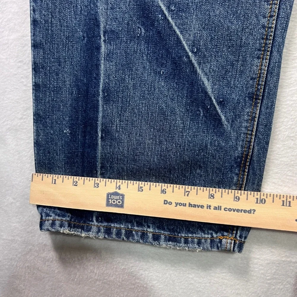 Distressed AKDMKS Medium Wash‎ Straight Leg Jeans Ripped Blue Mens Size 40x33